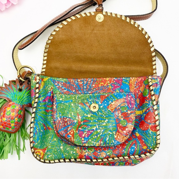 Patricia Nash Beaumont Leather Crossbody Bag Tropicana Summer Festival Tropical - Picture 11 of 16
